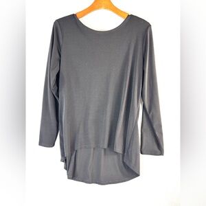 Bisou Bisou XL Hi-Lo Long Sleeve Top in Jet Black